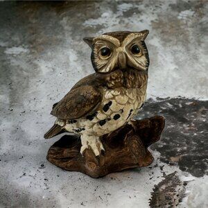 Vintage Ceramic HOMCO Owl Figurine Handpainted